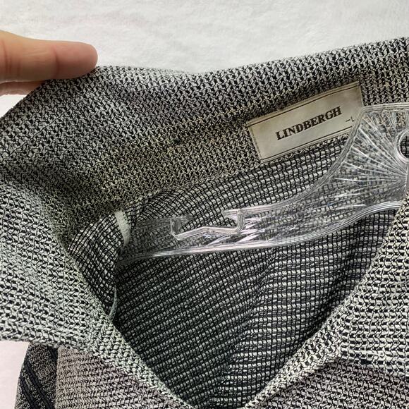 VTG Lindbergh Mens Large Gray Black Woven Pullover Short Sleeve Polo Shirt - Picture 8 of 11